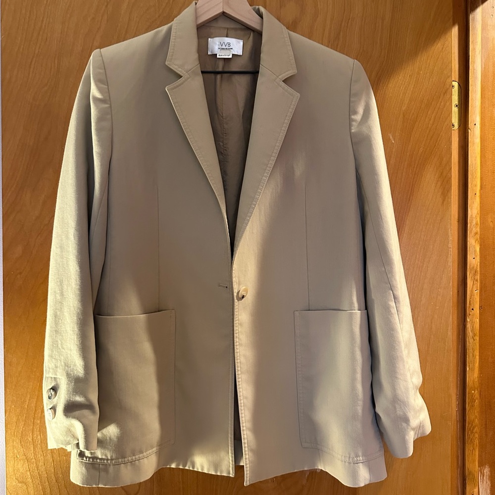 Victoria Beckham Oversized Beige Blazer US Size 10
